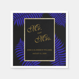 Guardanapo De Papel Belo Casamento de Folha de Feto Azul