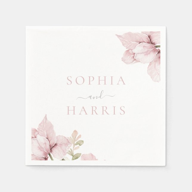 Guardanapo De Papel Belo Casamento Floral Blush Blush (Frente)