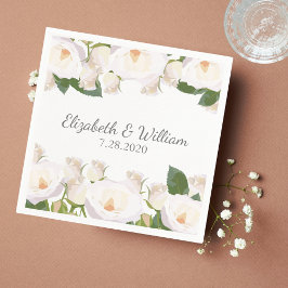 Guardanapo De Papel Belo Casamento Romântico Rosa Branca