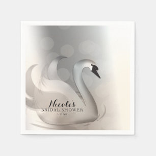 Guardanapo De Papel Belo Cisne Branco & Prata Elegante Festa Personali