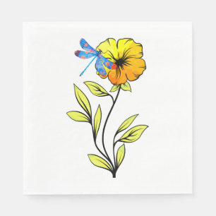 Guardanapo De Papel Belo Dragonfly Na Flor