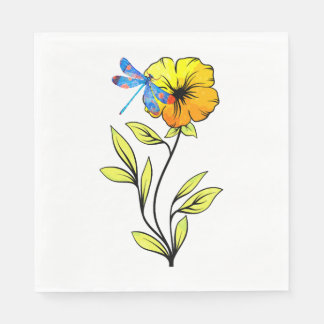 Guardanapo De Papel Belo Dragonfly Na Flor