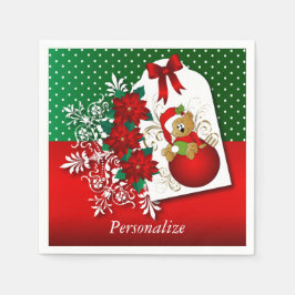 Guardanapo De Papel Belo e divertido Urso de Natal