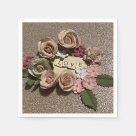 Guardanapo De Papel Belo e elegante amor floral e brilho