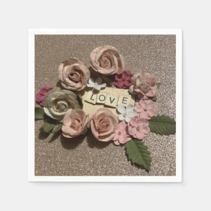 Guardanapo De Papel Belo e elegante amor floral e brilho