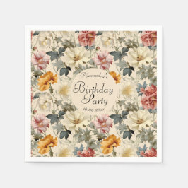 Guardanapo De Papel Belo e elegante padrão floral Vintage Aniversário