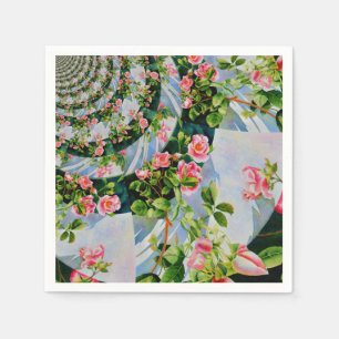 Guardanapo De Papel Belo rosa-boho, rosas vermelhas, floral-aquarela