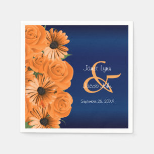 Guardanapo De Papel Belo Rosa de laranja e Marinho Casamento Azul