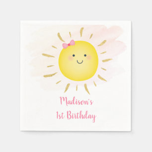 Guardanapo De Papel Belo Sol Rosa e Dourado Aniversário