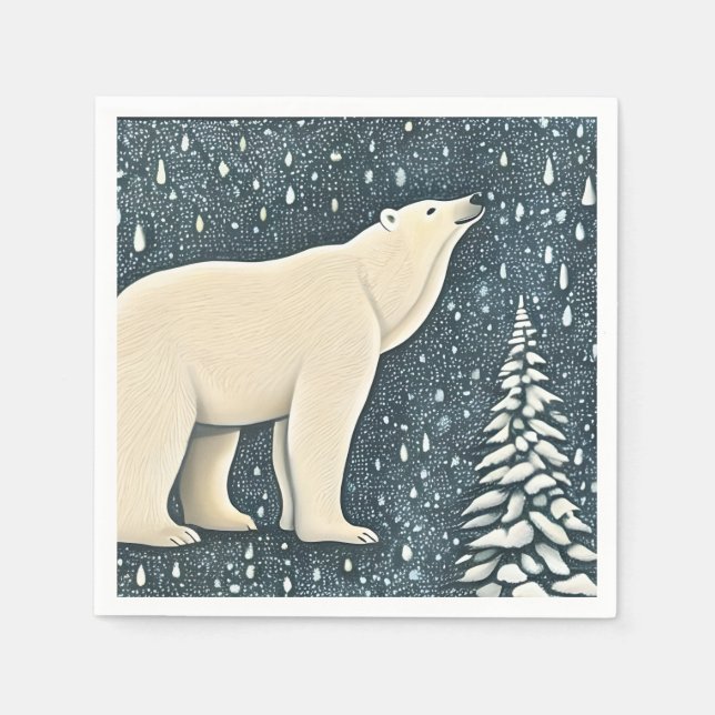 Guardanapo De Papel Belo Urso Polar Ártico (Frente)