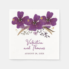 Guardanapo De Papel Belo Violet Watercolor Flores Papel Napkin
