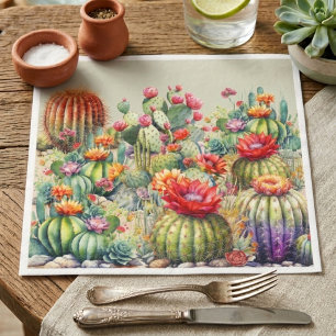 Guardanapo De Papel Belos Cactos Floridos 