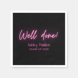 Guardanapo De Papel Bem Feito, Neon Rosa, Festa de formatura Moderna