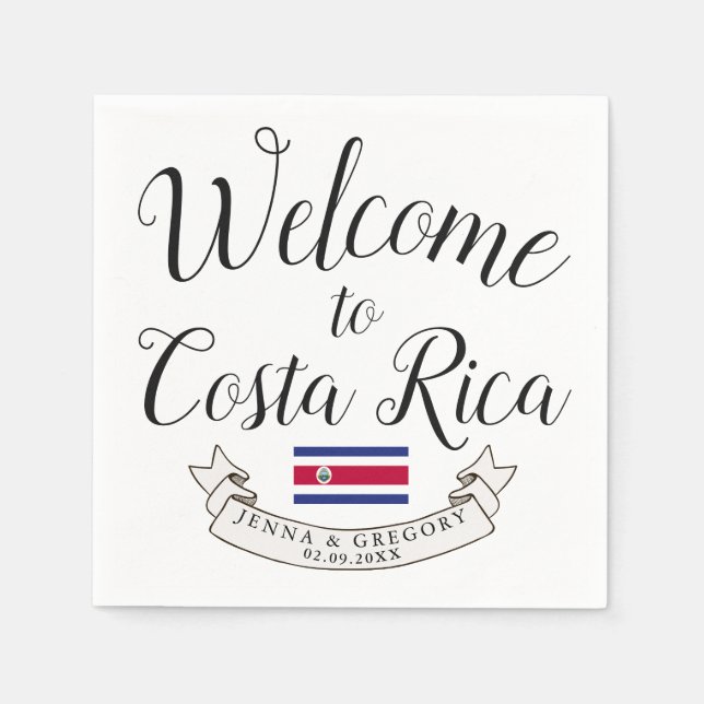 Guardanapo De Papel Bem-vindo à Costa Rica | Casamento de Destino (Frente)