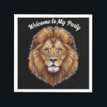 Guardanapo De Papel Bem-vindo à minha festa do leão personalizar nome<br><div class="desc">Bem-vindo à minha festa personalizar nome Guardanapos
aigenerated Majestoso Leão Selvagem Macho é ótimo para festas de despedida de solteiro!</div>