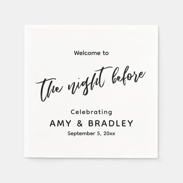 Guardanapo De Papel Bem-vindo ao The Night Before Handwriting Typograp (Frente)