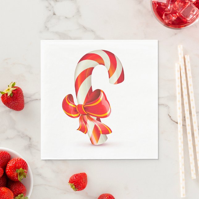 Guardanapo De Papel Bengala Natalina Festiva com Laço Vermelho (Criador carregado)