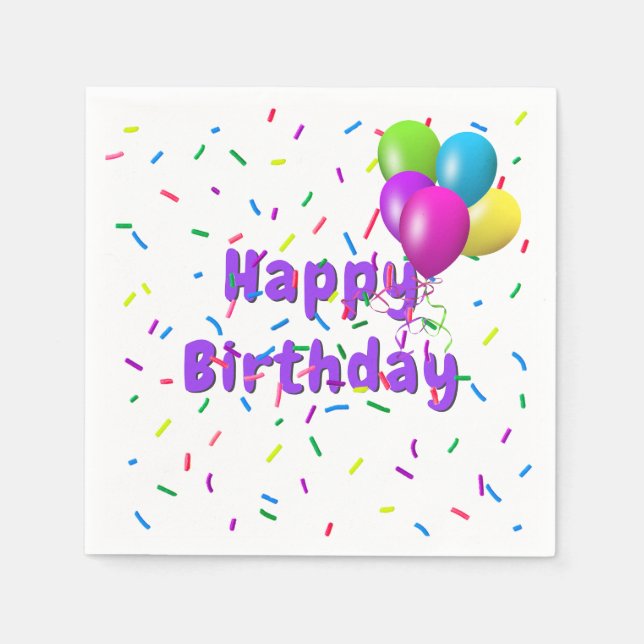 Guardanapo De Papel Berbequins de aniversário com balões (Frente)