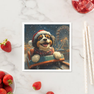 Guardanapo De Papel Bernedoodle Cachorro Montanha-russa Natal 