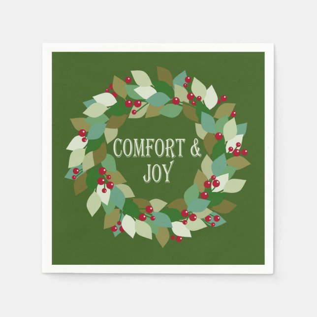 Guardanapo De Papel Berries Wreath Holiday Comfort & Joy (Frente)
