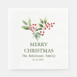 Guardanapo De Papel Berry Branch Watercolor de Natal