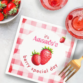 Guardanapo De Papel Berry Day Strawberry Retro Gingham