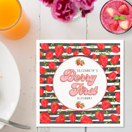 Guardanapo De Papel Berry de Morango Vermelho Dourado Branco Russo Pri