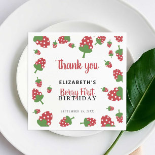 Guardanapo De Papel Berry First Birthday Cute Strawberry Girl Personal