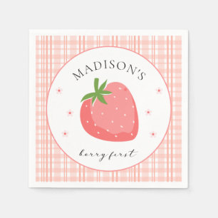 Guardanapo De Papel Berry First Birthday Paper Napkin Strawberry Party