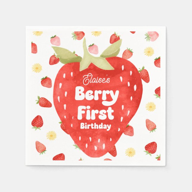 Guardanapo De Papel Berry First Birthday Paper Napkins (Frente)