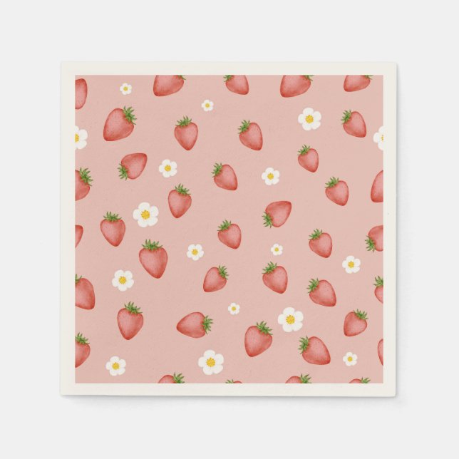 Guardanapo De Papel Berry primeiro aniversario Strawberry Themed Paper (Frente)
