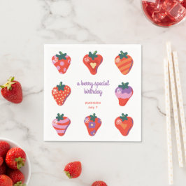 Guardanapo De Papel Berry Special Strawberry Aniversário - Branco