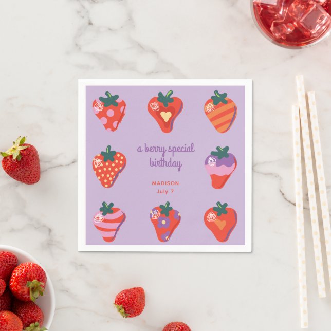 Guardanapo De Papel Berry Special Strawberry Birthday - ameixa (Insitu)