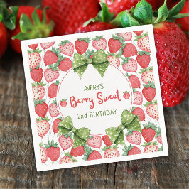 Guardanapo De Papel Berry Sweet 2nd Birthday Strawberry Party 