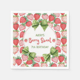 Guardanapo De Papel Berry Sweet 7th Birthday Strawberry Party 