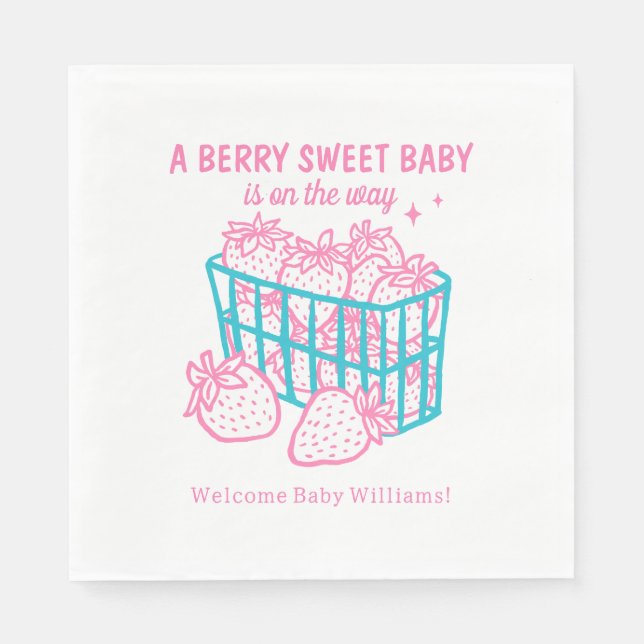 Guardanapo De Papel Berry Sweet Baby Doodle Pink Strawberry Girl (Frente)
