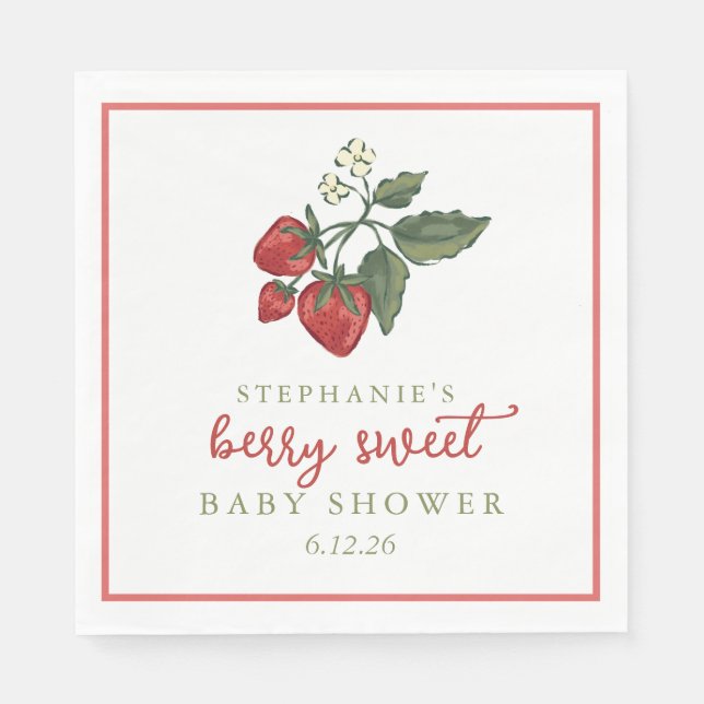 Guardanapo De Papel Berry Sweet Baby Shower Napkin (Frente)