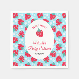 Guardanapo De Papel Berry Sweet Blue Strawberry Baby Shower