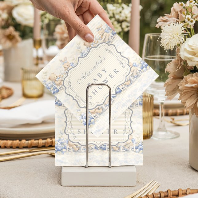 Guardanapo De Papel Berry Sweet Blue Toile Nursery Baby Shower (Criador carregado)