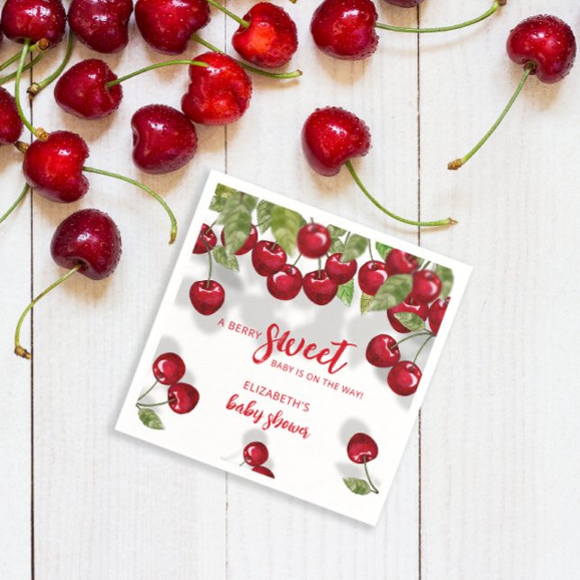 Guardanapo De Papel Berry Sweet Cherry Chá de fraldas Napkins (Criador carregado)