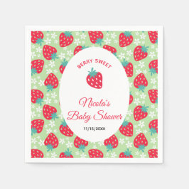 Guardanapo De Papel Berry Sweet Green Strawberry Baby Shower