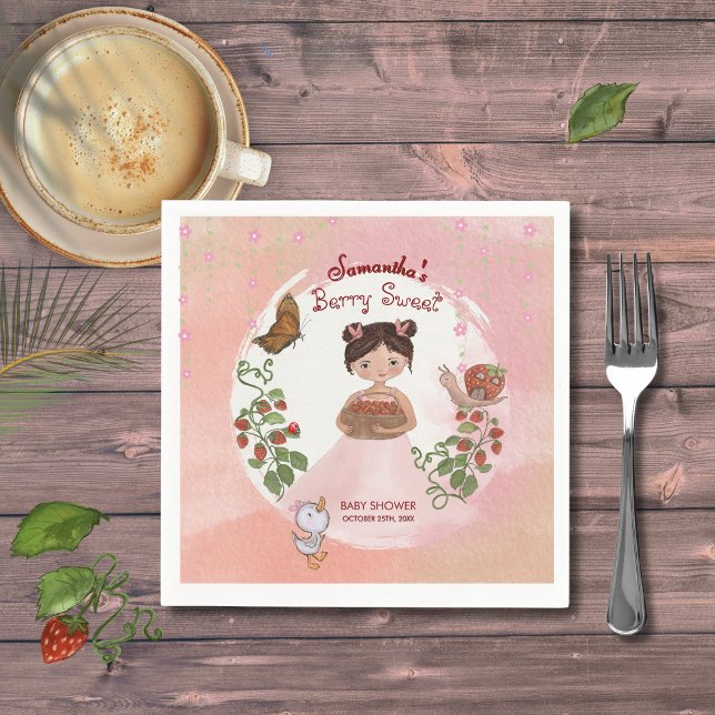 Guardanapo de papel 'Berry Sweet' para festa de Me (Girl & Duckling 'Berry Sweet' Party Paper Napkin)