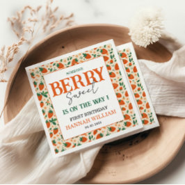 Guardanapo De Papel Berry Sweet Strawberry 1st Birthday Party