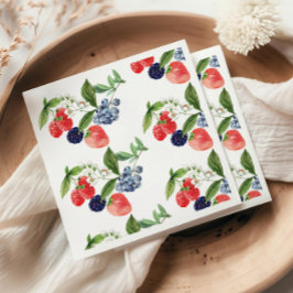 Guardanapo De Papel Berry Sweet Watercolor Red Blue Chá de fraldas