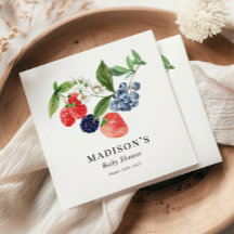 Berry Sweet Watercolor Red Blue Chá de fraldas