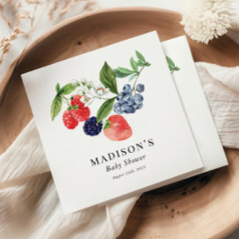 Guardanapo De Papel Berry Sweet Watercolor Red Blue Chá de fraldas