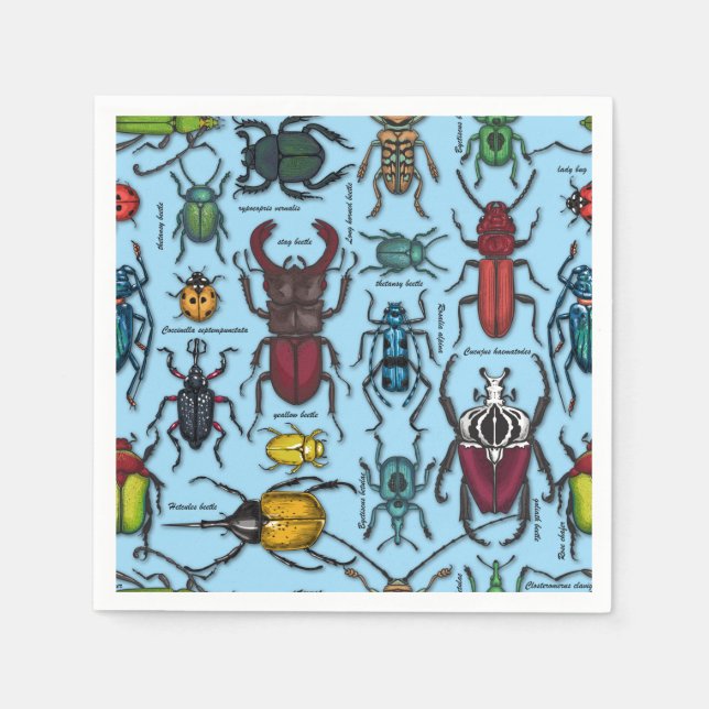 Guardanapo De Papel Besouros em azul (Frente)