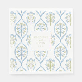 Guardanapo De Papel Bespoke Blue and Green Floral Wedding Pattern