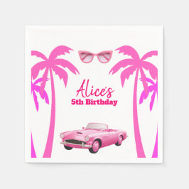 Guardanapo De Papel Besties Malibu Pink Doll Beach Aniversário