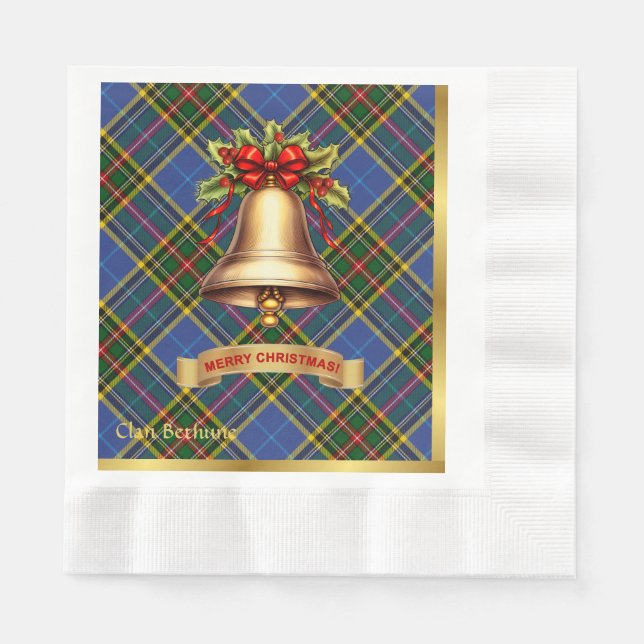 Guardanapo De Papel Bethune Tartan de Natal Personalizado (Frente)
